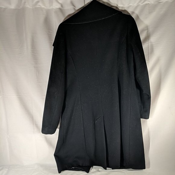 Cole Haan Wool Coat, Trench Long Pea Car Outerwear Black size 8 women's snap - Picture 10 of 13